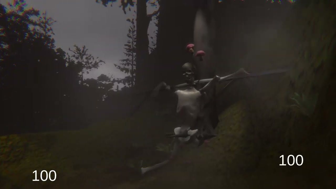 A skeletal creature in the fog