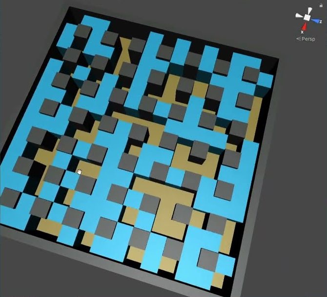 A maze level seen from above in the Unity scene view