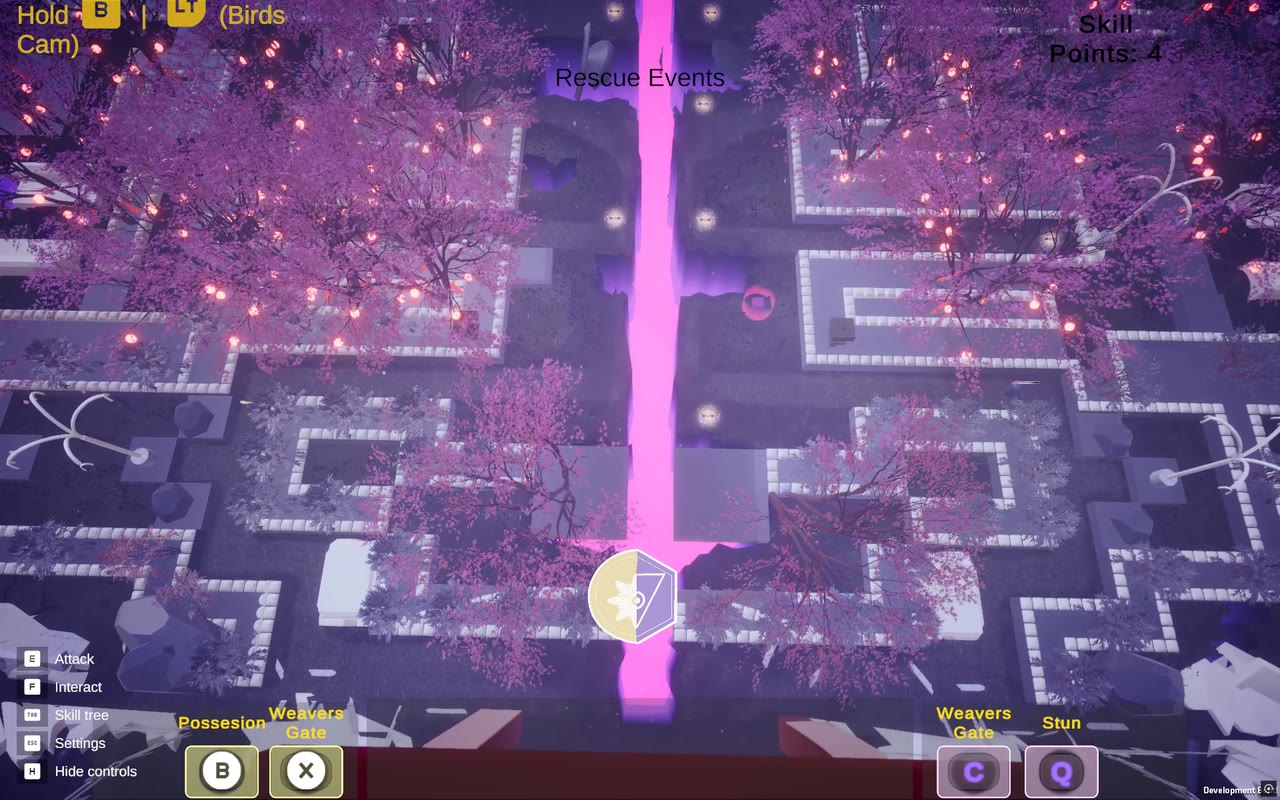 The city seen from above, with the crack in the planet glowing