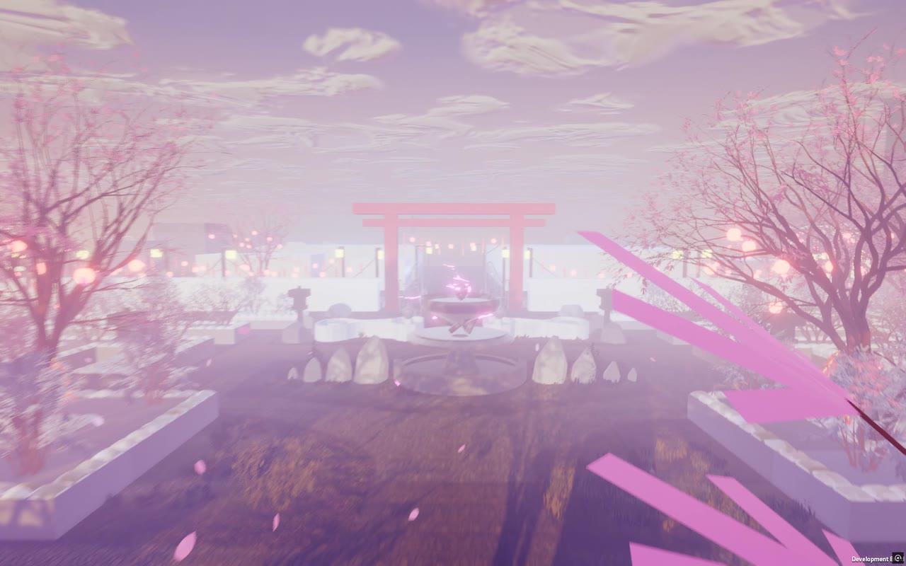 The shrine and the torii gate at the start of the game
