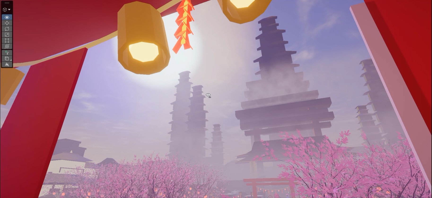 Planet of Twins pagodas and lanterns